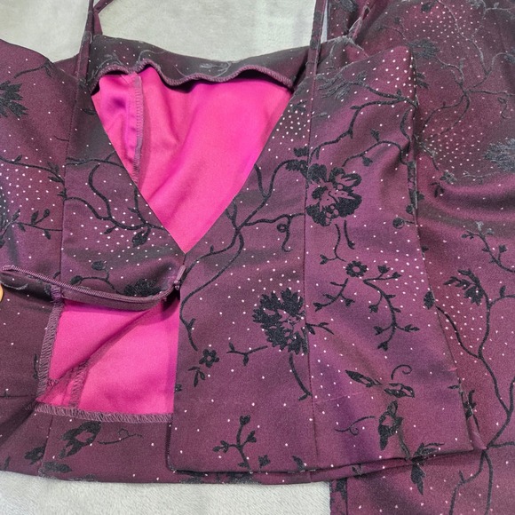 Vtg 90s Guess Womens Burgundy Floral Sparkle Cami Pants Set 28 Y2k Bratz 2000s - Picture 12 of 12